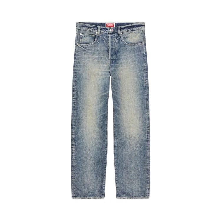 Kenzo Asagao Straight Fit Jeans Stone Bl Dirty Blue Denim