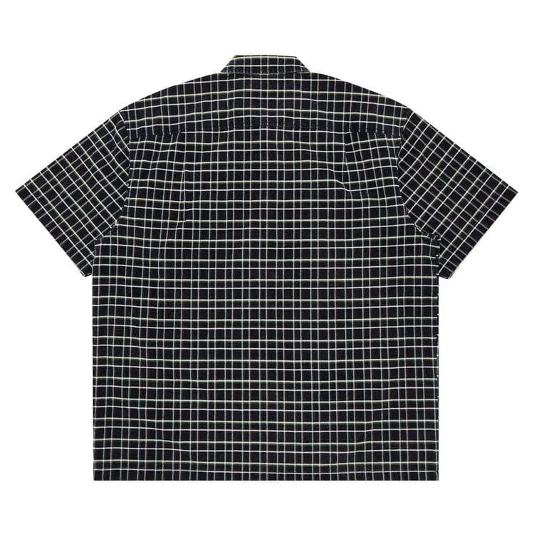 Supreme Plaid Corduroy Half Zip Shorts-Sleeve Shirt Navy