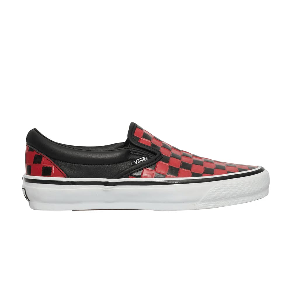 Vans Classic Slip-On 98 Vibram Leather Checkerboard - Black Racing Red