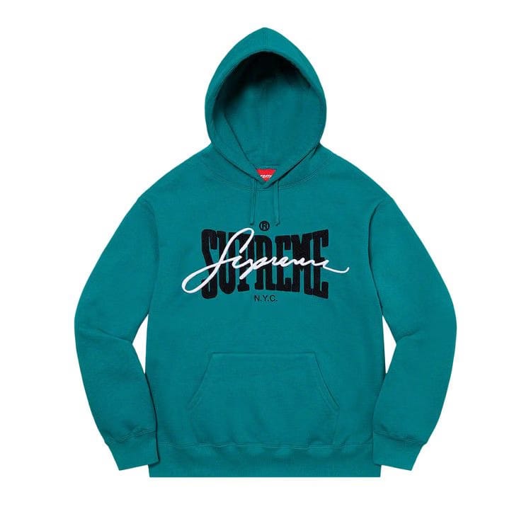 Supreme Embroidered Chenille Hoodie Dark Teal