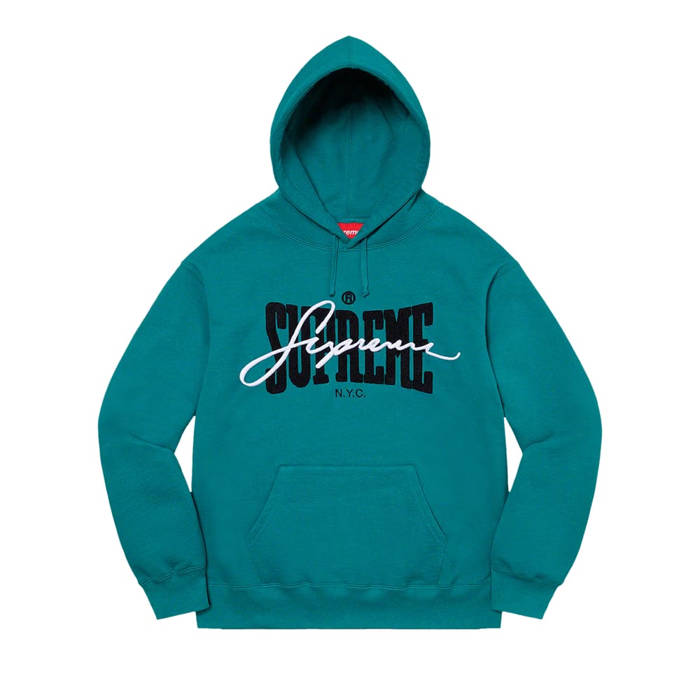 Supreme Embroidered Chenille Hoodie Dark Teal