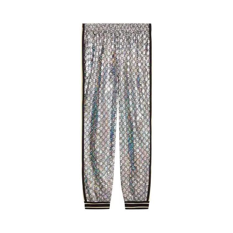 Gucci Holographic Jersey GG Pant Silver