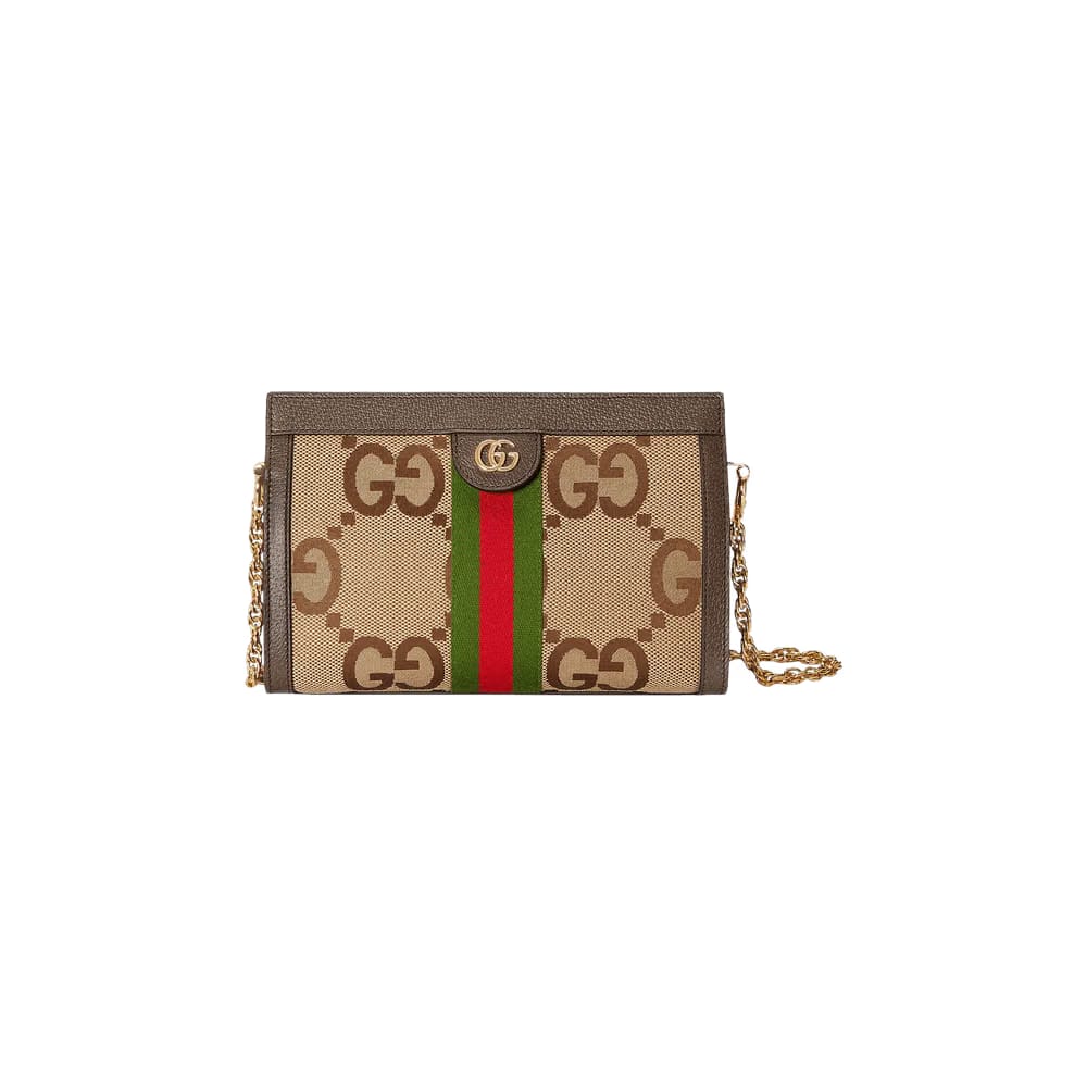 Gucci Ophidia Jumbo GG Small Shoulder Bag Camel/Ebony