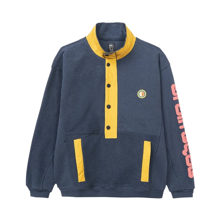 Brain Dead Global Works Snap Mock Neck Pullover Navy