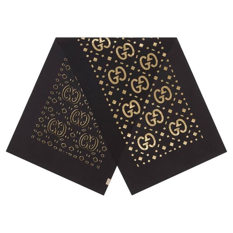 Gucci GG Fil Coupé Lamé Stole Black/Yellow