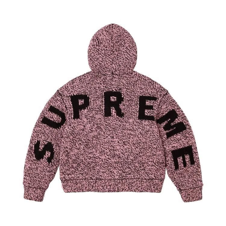 Supreme Faux Shearling Lined Zip Up Hooded Sweater Pink MéLange