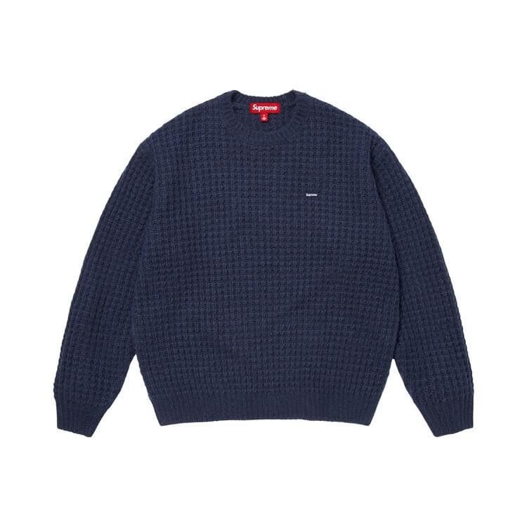 Supreme Small Box Waffle Sweater Navy