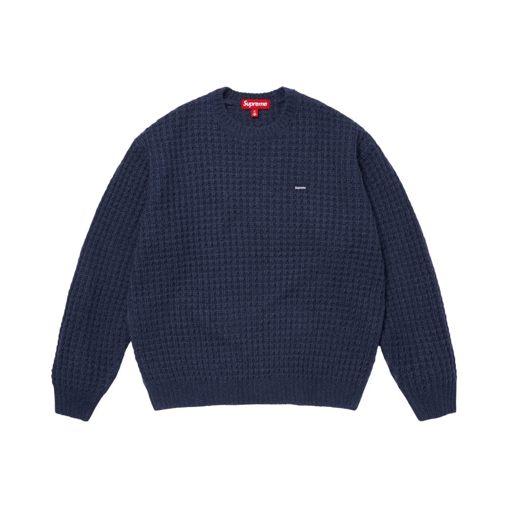 Supreme Small Box Waffle Sweater Navy