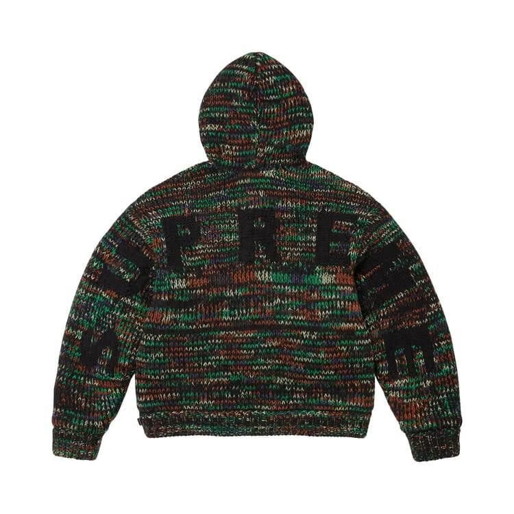 Supreme Faux Shearling Lined Zip Up Hooded Sweater Green MéLange