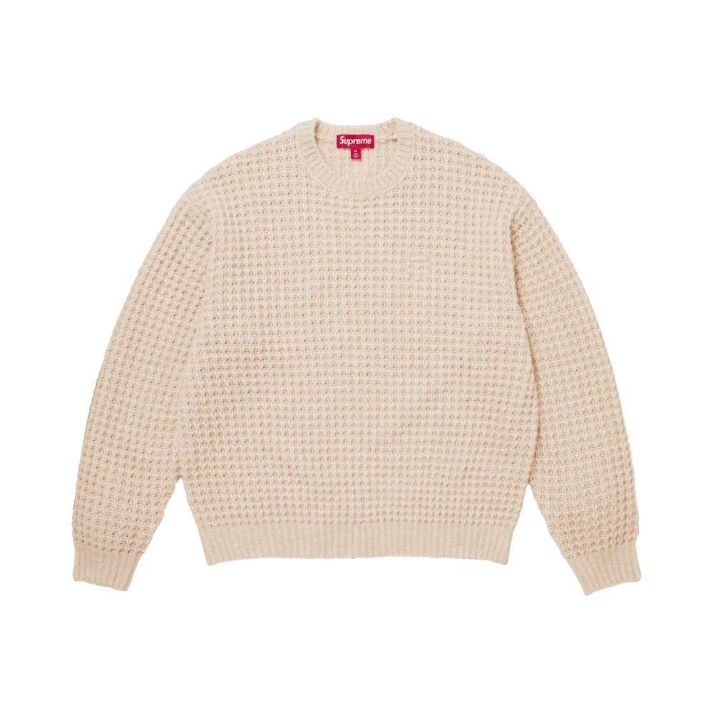 Supreme Small Box Waffle Sweater Natural