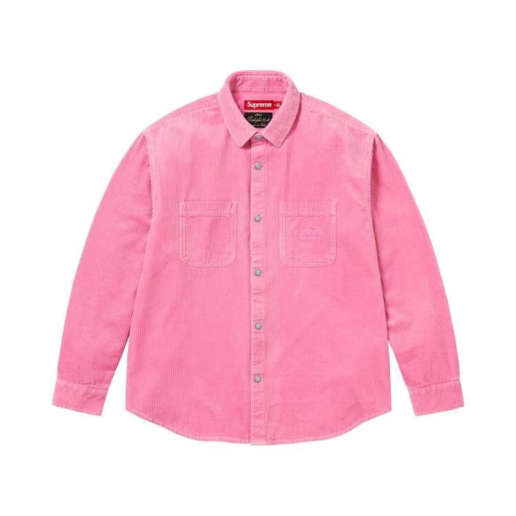Supreme Wide Wale Corduroy Snap Shirt Pink