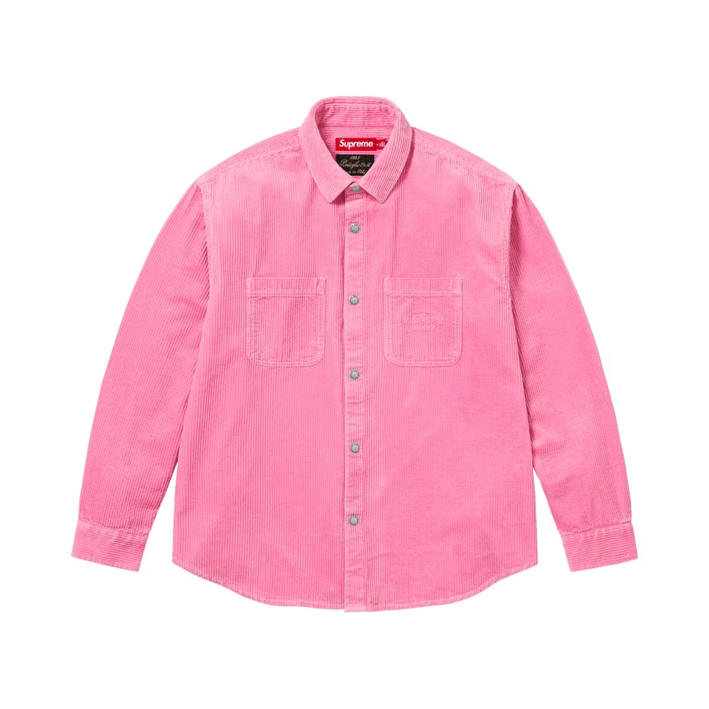 Supreme Wide Wale Corduroy Snap Shirt Pink