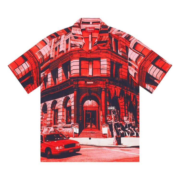 Supreme 190 Bowery Rayon Shorts-Sleeve Shirt Red