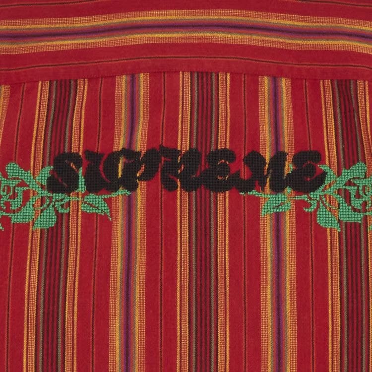 Supreme Needlepoint Shorts-Sleeve Shirt Gold Stripe