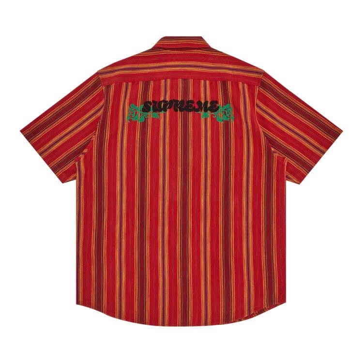 Supreme Needlepoint Shorts-Sleeve Shirt Gold Stripe
