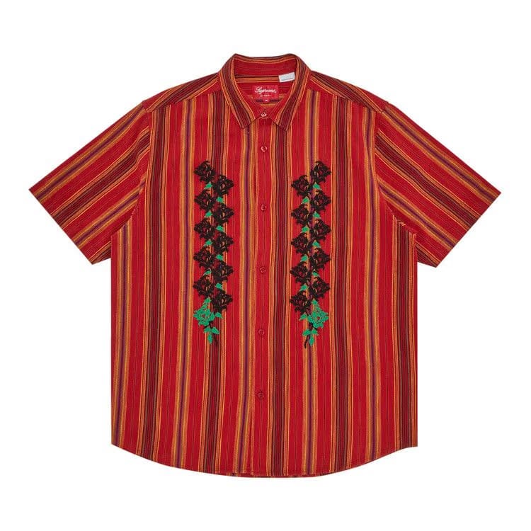 Supreme Needlepoint Shorts-Sleeve Shirt Gold Stripe
