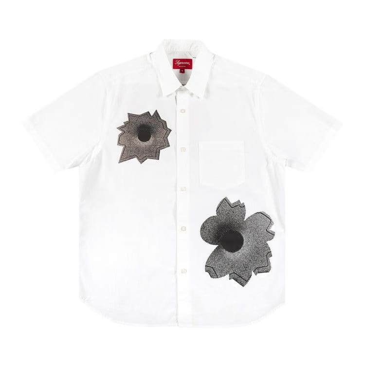 Supreme x Nate Lowman Shorts-Sleeve Shirt White