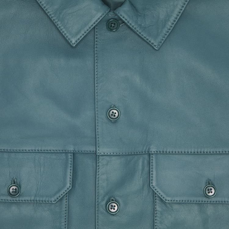 Supreme Shorts-Sleeve Leather Work Shirt Dusty Teal
