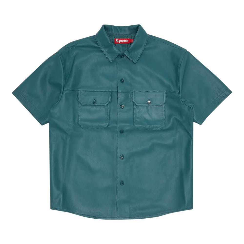 Supreme Shorts-Sleeve Leather Work Shirt Dusty Teal