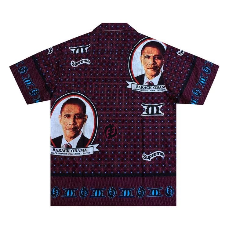 Supreme Obama Button Up Shirt Maroon