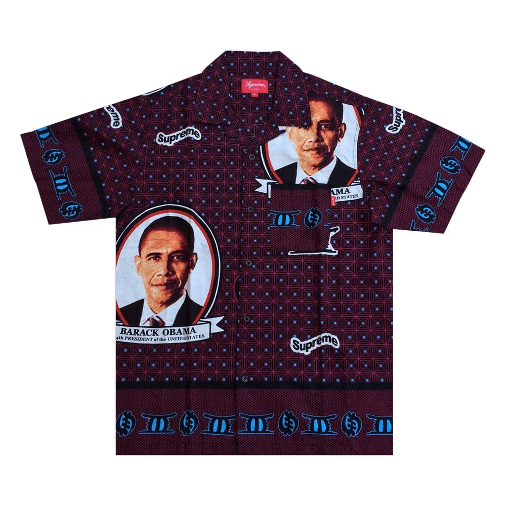 Supreme Obama Button Up Shirt Maroon