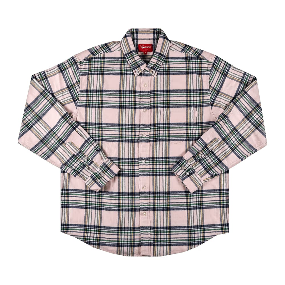 Supreme Tartan Flannel Shirt Pale Pink