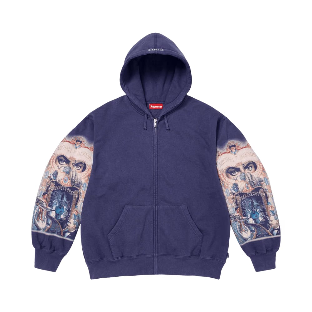 Supreme Michael Jackson Dangerous Zip Up Hoodie Washed Navy