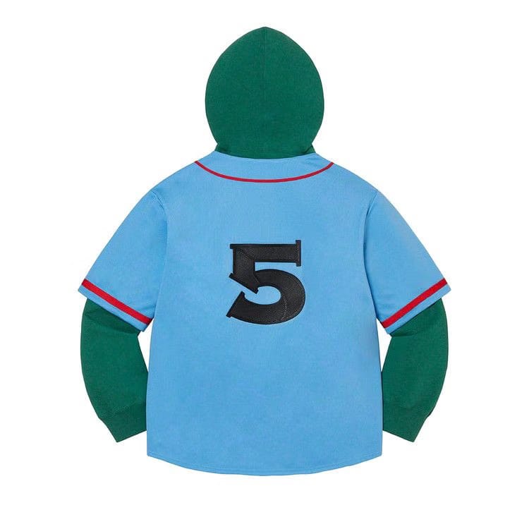 Supreme Baseball Jersey Hoodie Light Blue