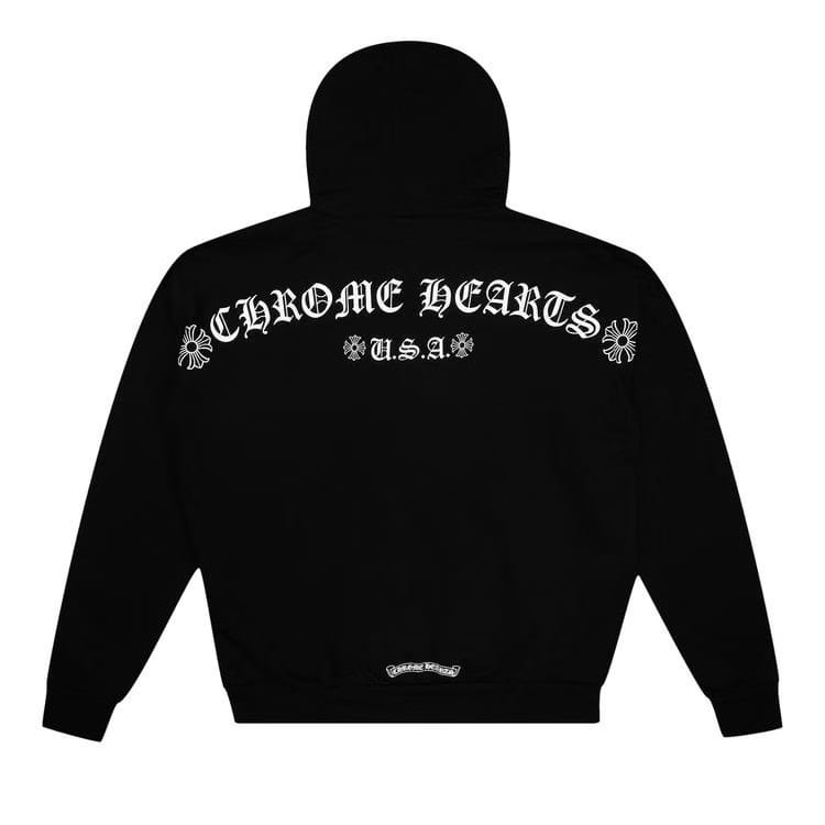 Chrome Hearts T Bar Logo USA Shoulder Zip Up Hoodie Black