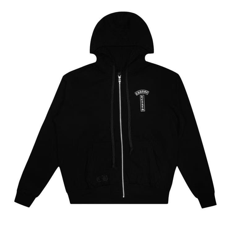 Chrome Hearts T Bar Logo USA Shoulder Zip Up Hoodie Black