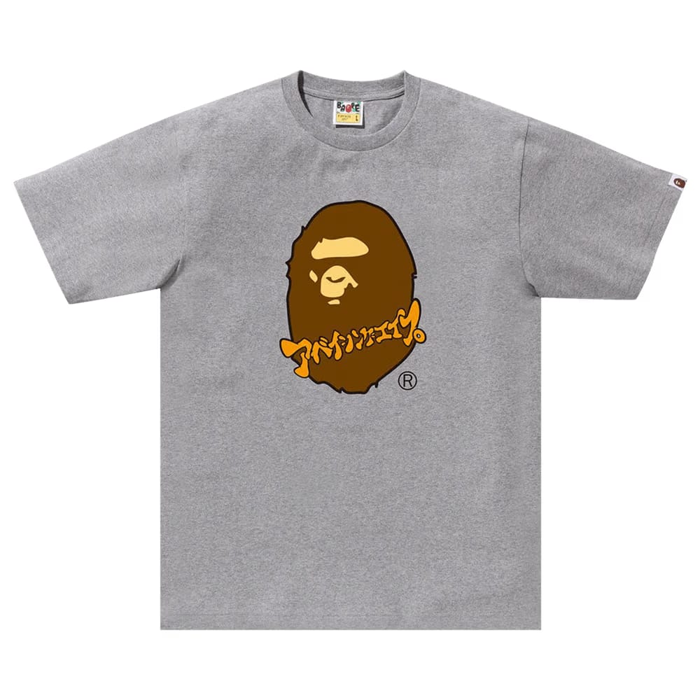 BAPE Katakana Ape Head T-Shirt Grey