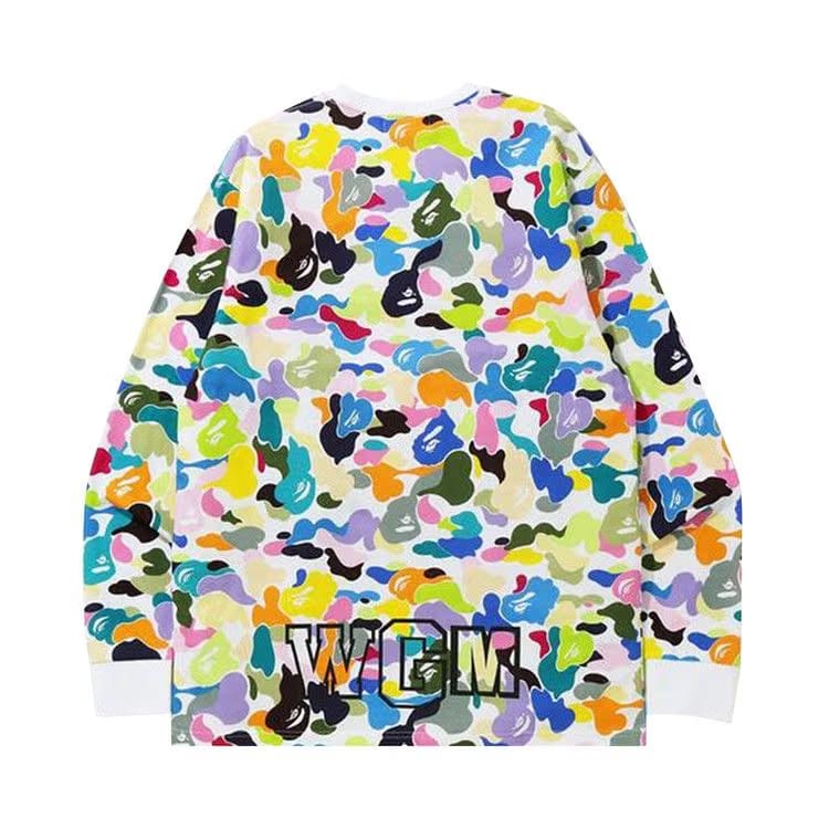 BAPE Multi Camo Shark Long-Sleeve T-Shirt White