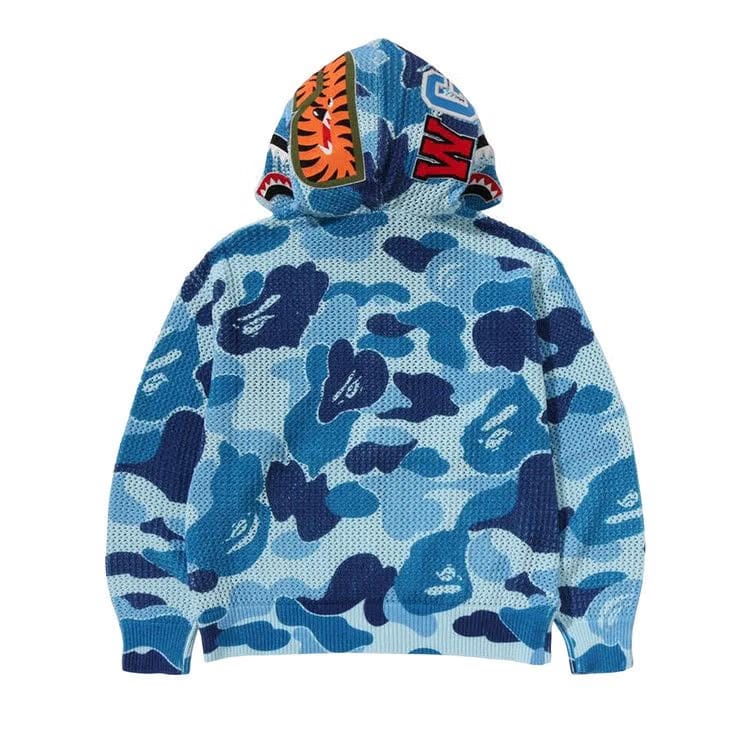 BAPE ABC Camo Crochet Relaxed Fit Shark Full Zip Hoodie Blue