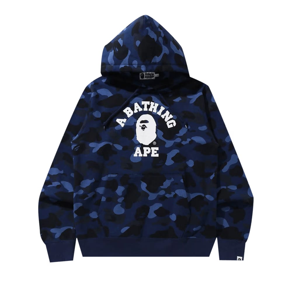 BAPE Online Exclusive Color Camo College Pullover Hoodie Navy