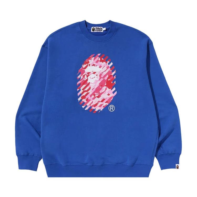 BAPE ABC Camo Ape Head Relaxed Fit Crewneck Sweatshirt Blue