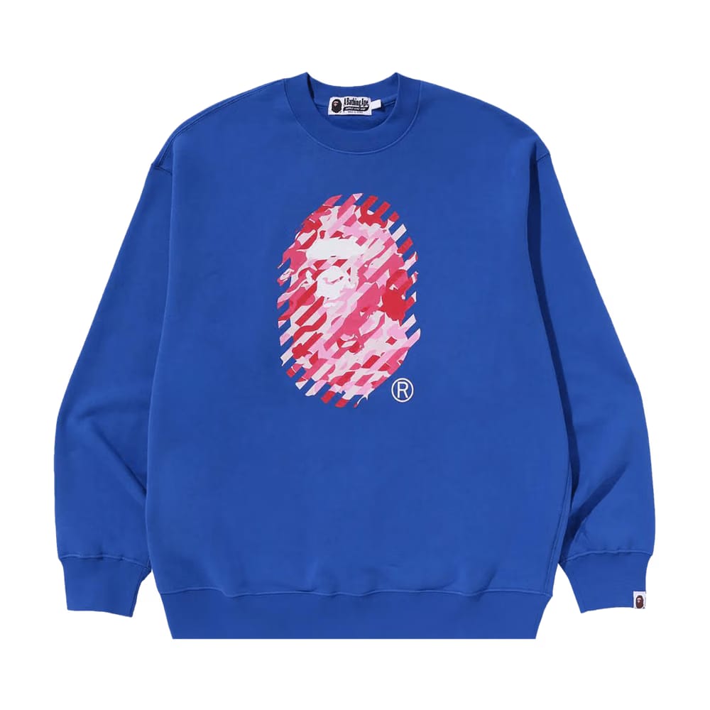 BAPE ABC Camo Ape Head Relaxed Fit Crewneck Sweatshirt Blue