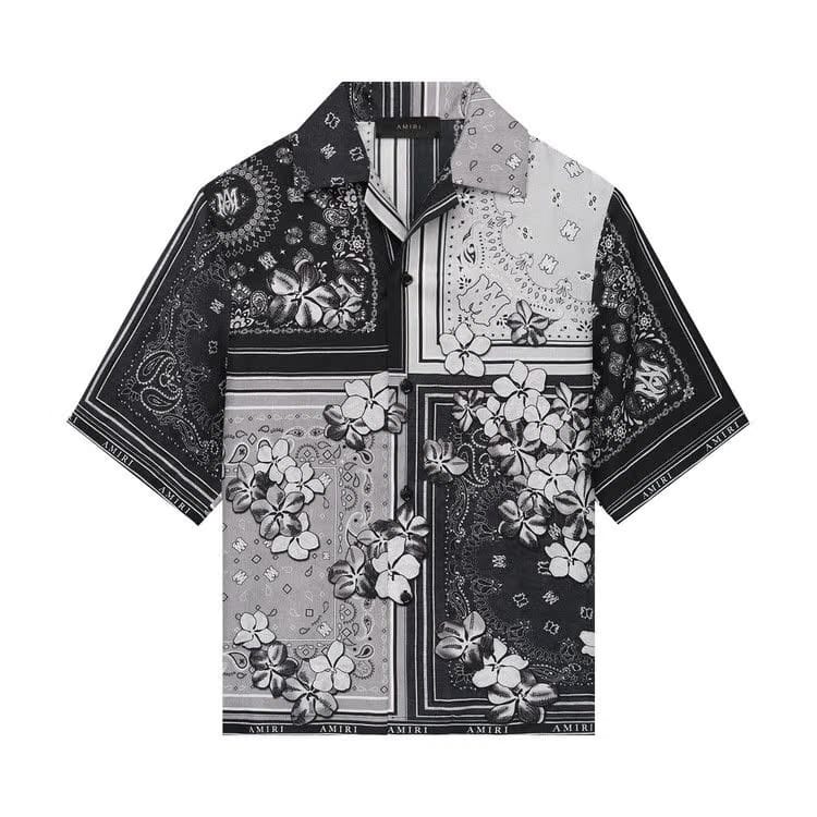 Amiri Bandana Floral Bowling Shirt Black