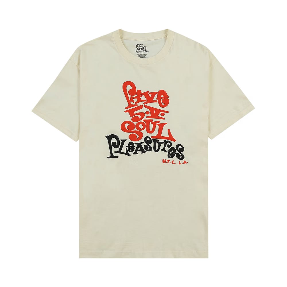Pleasures Five 5 V T-Shirt Cream