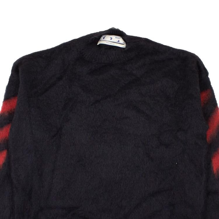 Off-White Diag Brushed Mohair Crewenck Grey