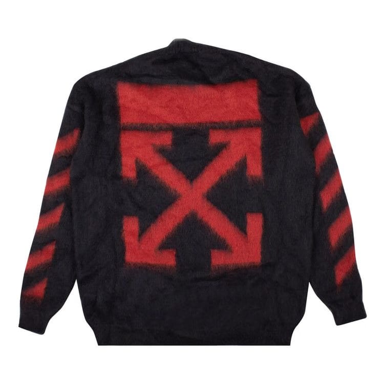 Off-White Diag Brushed Mohair Crewenck Grey