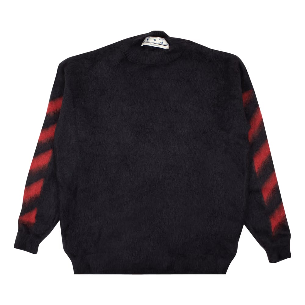 Off-White Diag Brushed Mohair Crewenck Grey