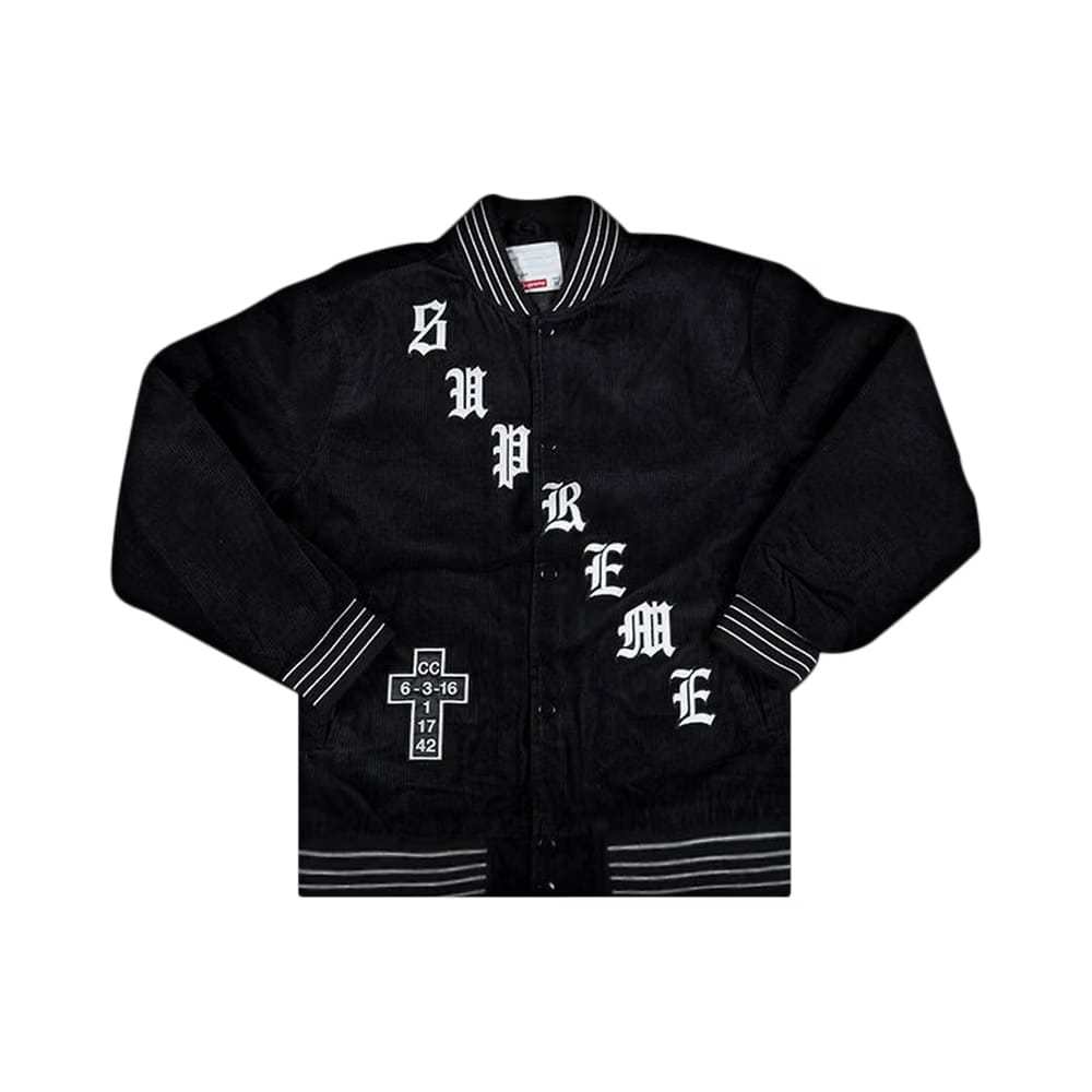 Supreme Old English Corduroy Varsity Jacket Black