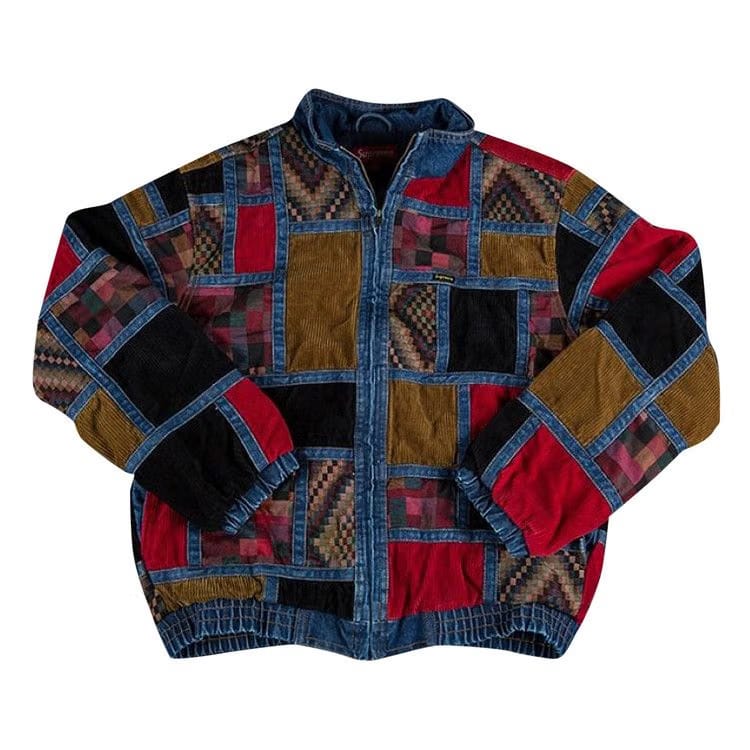 Supreme Corduroy Patchwork Denim Jacket Washed Blue