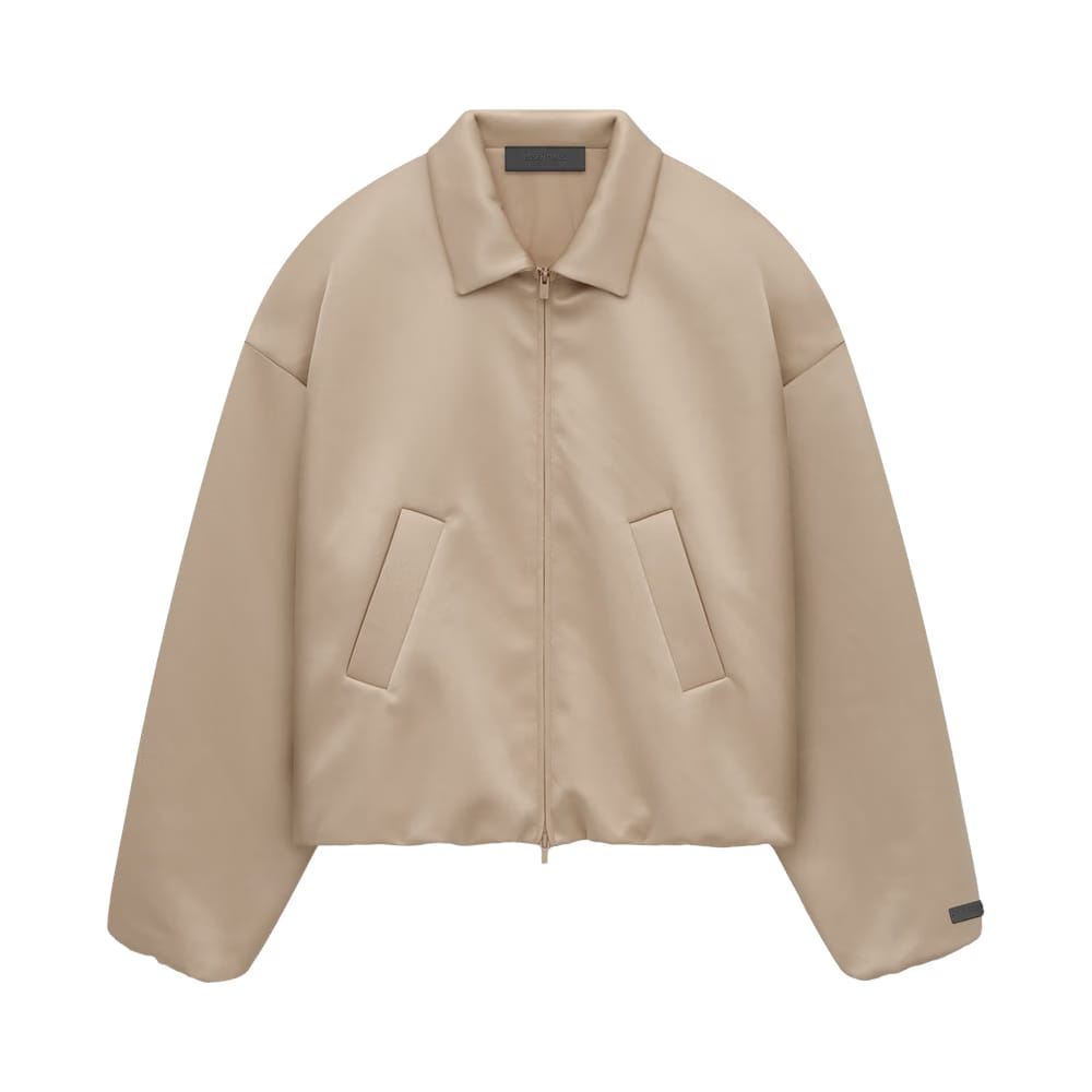 Fear of God Essentials Satin Nylon Bomber Jacket Desert Sand