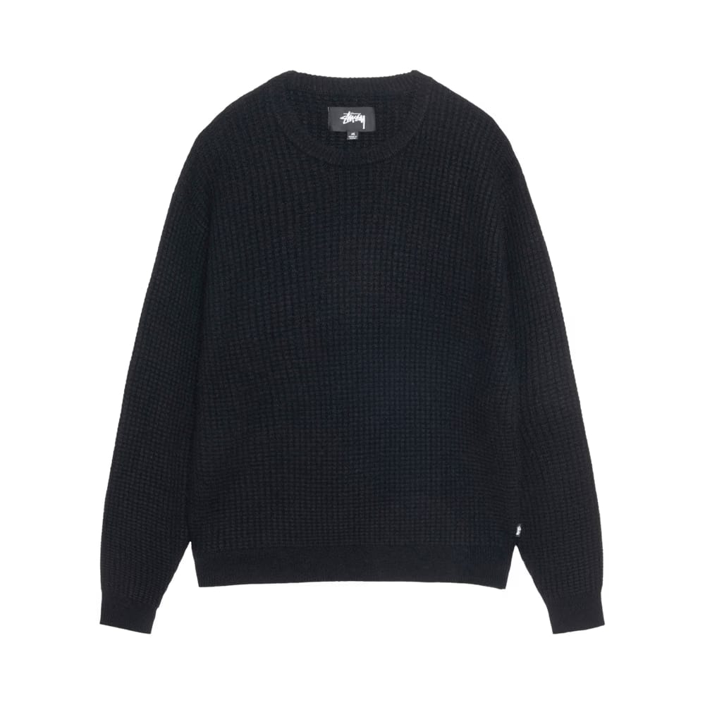 Stussy Waffle Knit Cashmere Crew Black