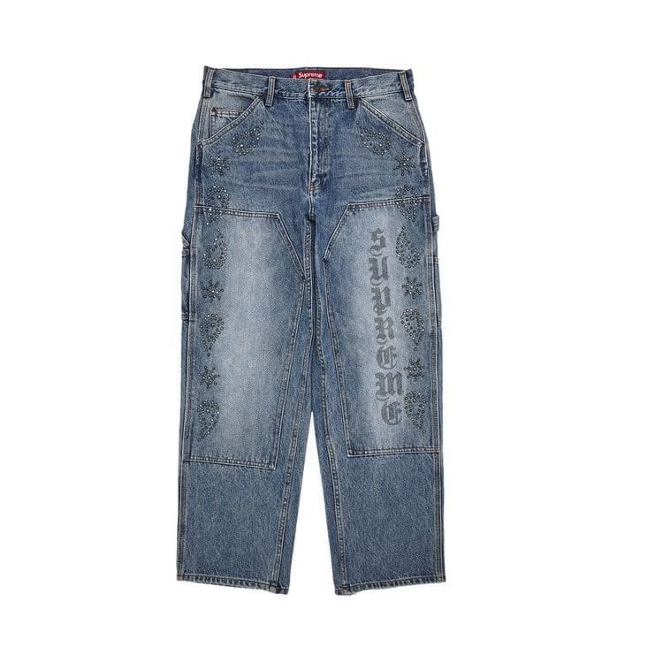 Supreme Paisley Studded Double Knee Painter Pant Washed Blue