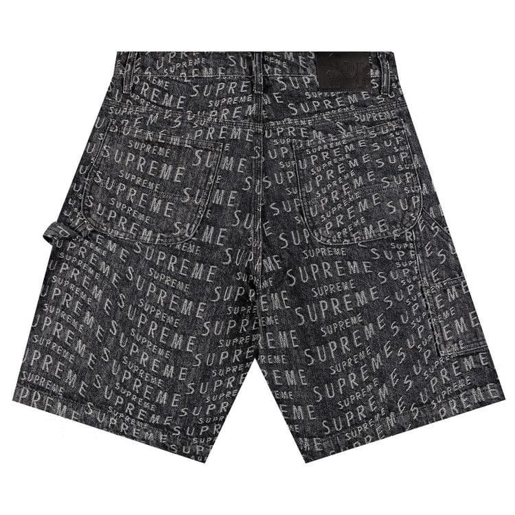 Supreme Warp Jacquard Logos Denim Painter Shorts Black