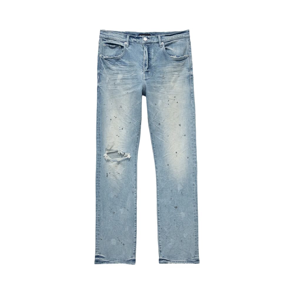 PURPLE BRAND Mid Rise Straight Jeans Light Indigo/Acid Bleach