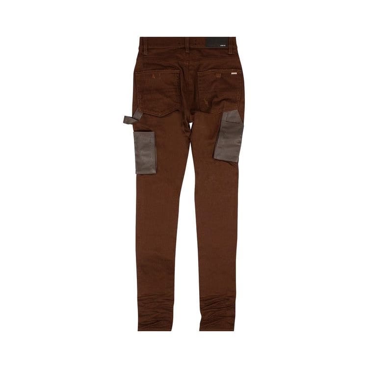 Amiri Denim Leather Workman Pants Brown