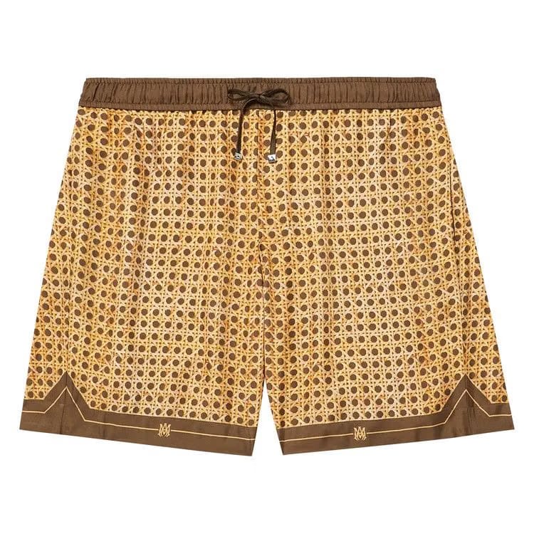 Amiri Weave Patern Silk Shorts Brown